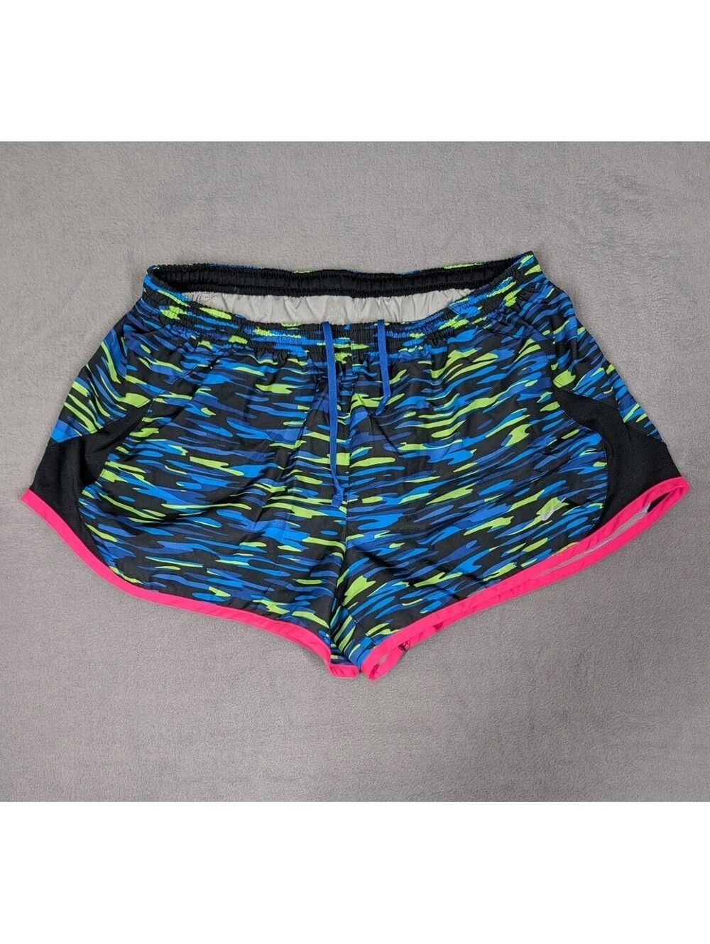 Nike Womens Large Blue Green Pink Dri Fit Running Athletic Shorts Lined Workouts